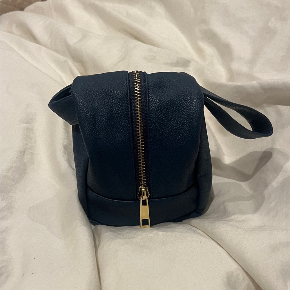 Elegant Navy Blue Leather wristlet Handbag